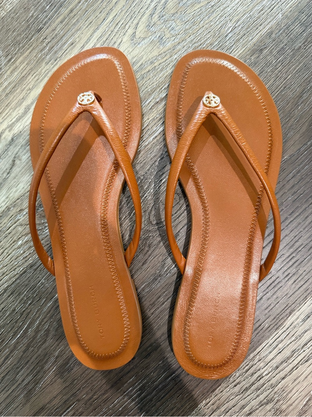 Tory Burch Brown Chelsea Leather flip flops